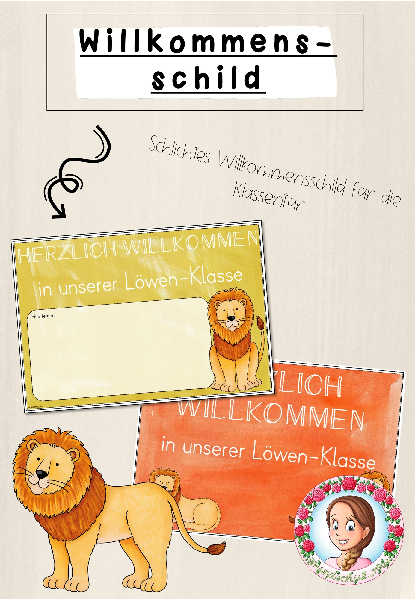 Löwen-Klasse: Willkommensschild (Classroommanagement)