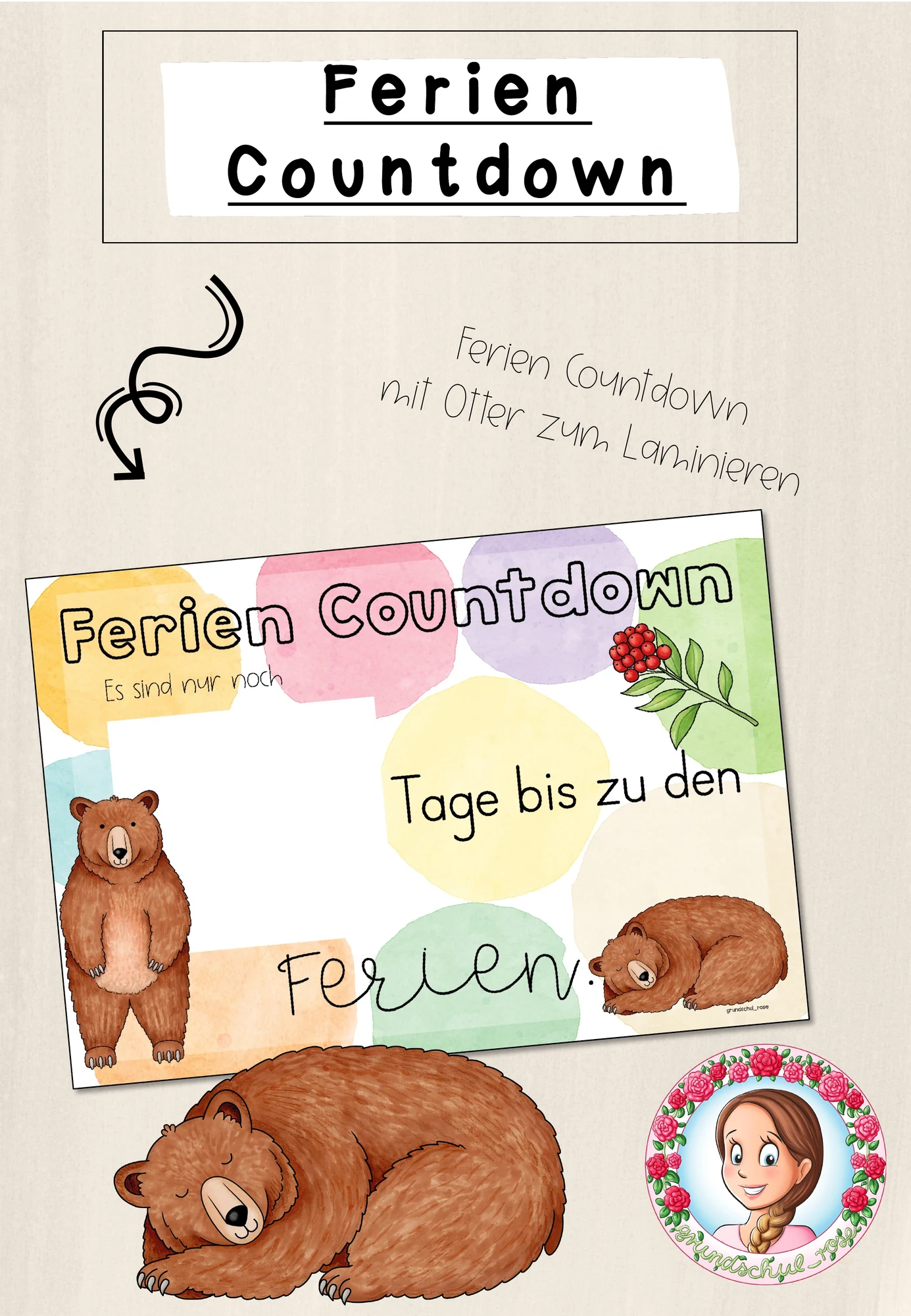 Bären-Klasse: Ferien Countdown (Classroommanagement)