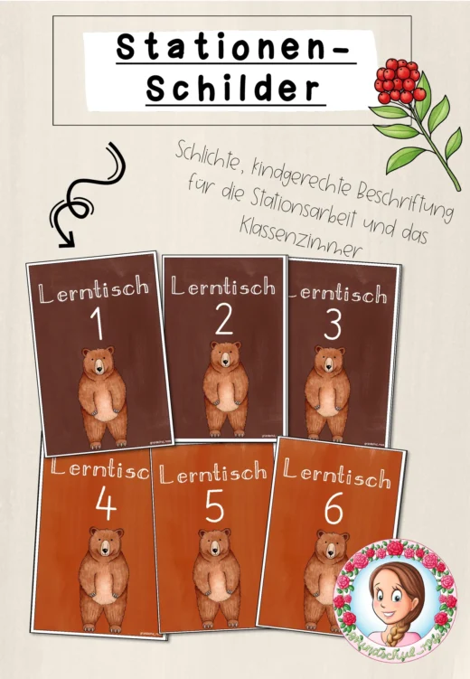 Bären-Klasse: Stationsschilder (Classroommanagement)
