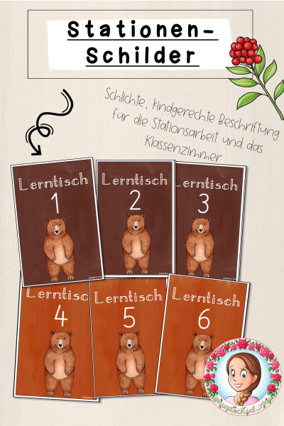 Bären-Klasse: Stationsschilder (Classroommanagement) (1661305)