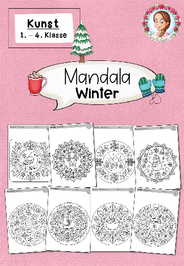 Cover: Winter-Mandala Kunst Ausmalbilder (1.-4. Klasse) – digitales Unterrichtsmaterial für die Grundschule