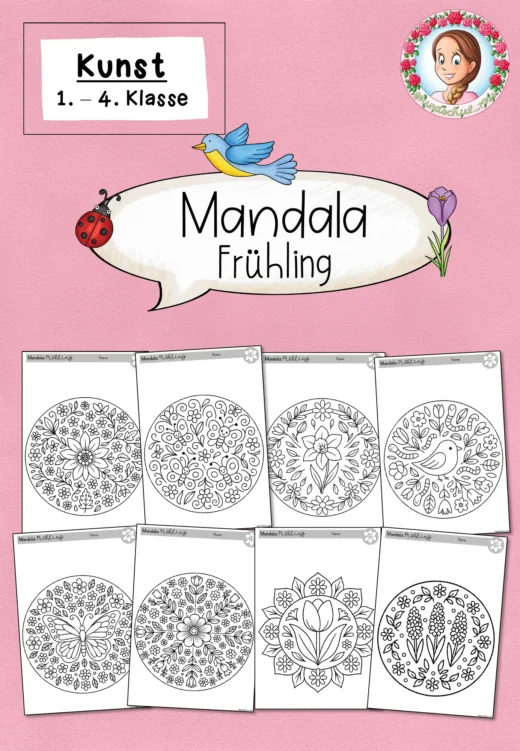 Frühlings-Mandala Kunst Ausmalbilder (1.-4. Klasse)