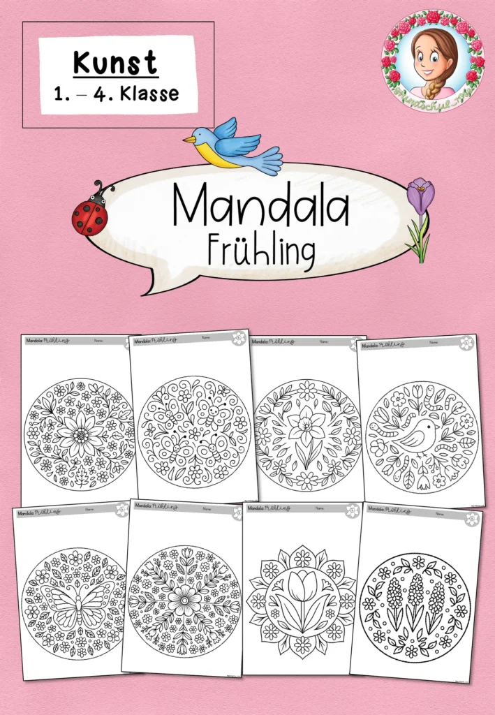 Frühlings-Mandala Kunst Ausmalbilder (1.-4. Klasse)