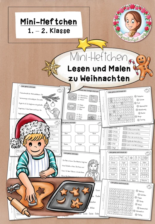 Weihnachten: Mini-Heft Lesen & Malen – Leseförderung, Satzverständnis & Kreatives Arbeiten (1. Klasse)