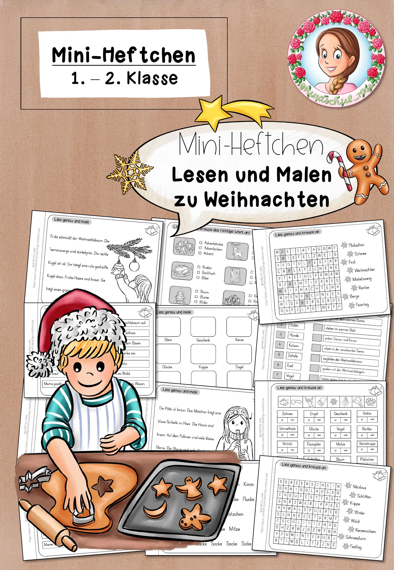 Weihnachten: Mini-Heft Lesen & Malen – Leseförderung, Satzverständnis & Kreatives Arbeiten (1. Klasse)