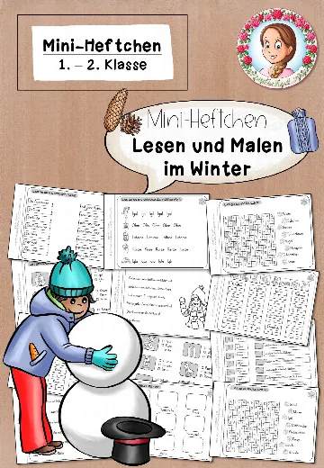 Cover: Mini-Heft Winter Klasse 1 und 2 Lesen und Malen Deutsch – digitales Unterrichtsmaterial für die Grundschule