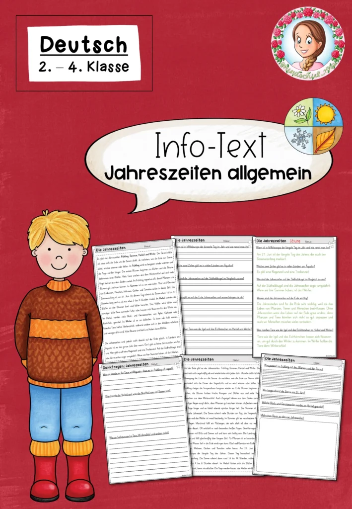 Infotext Jahr Jahreszeiten Sachunterricht Klasse 2-4 - Cover für Klasse 2-4