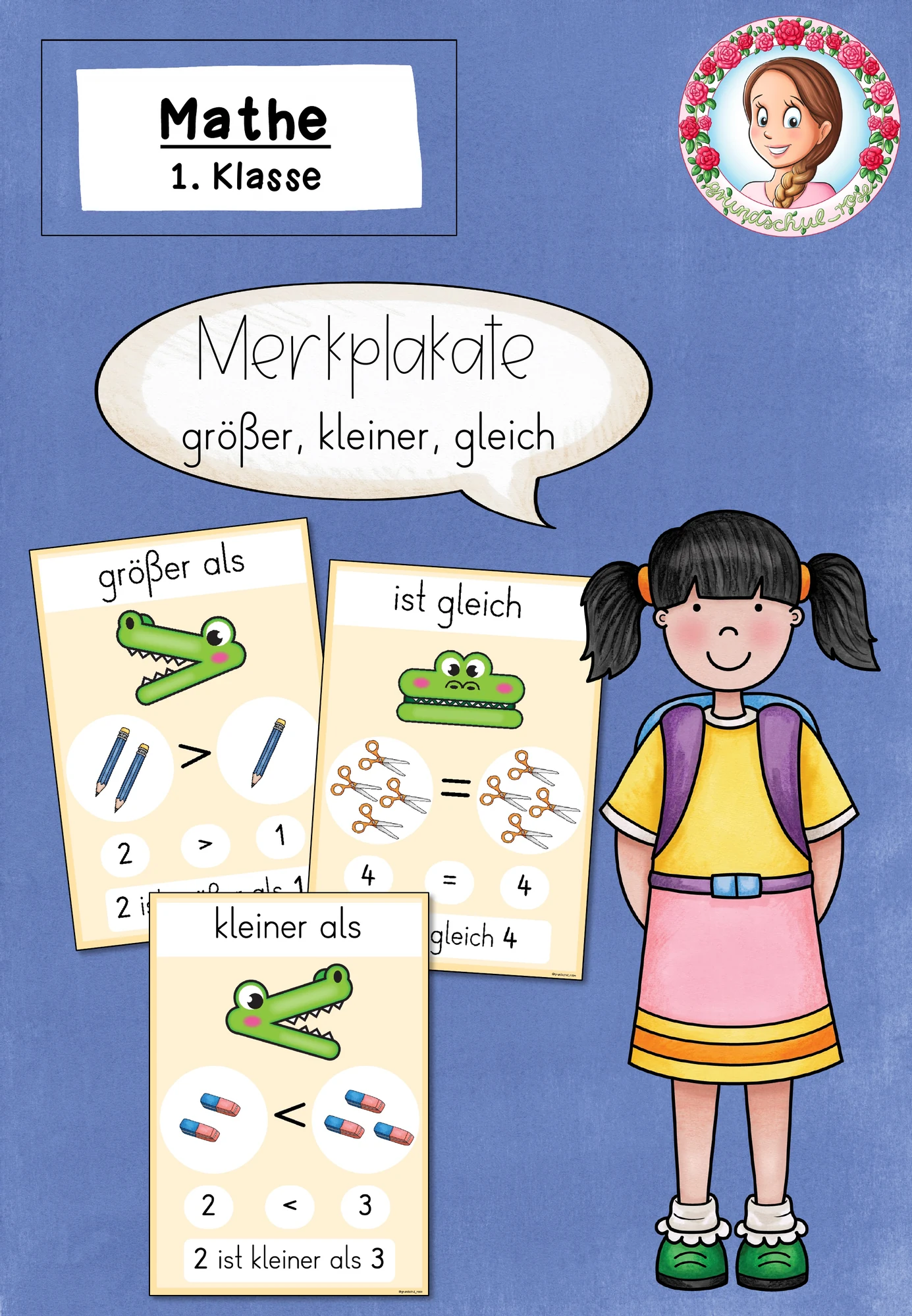 Größer kleiner gleich Klasse 1 | Merkplakate Mathe