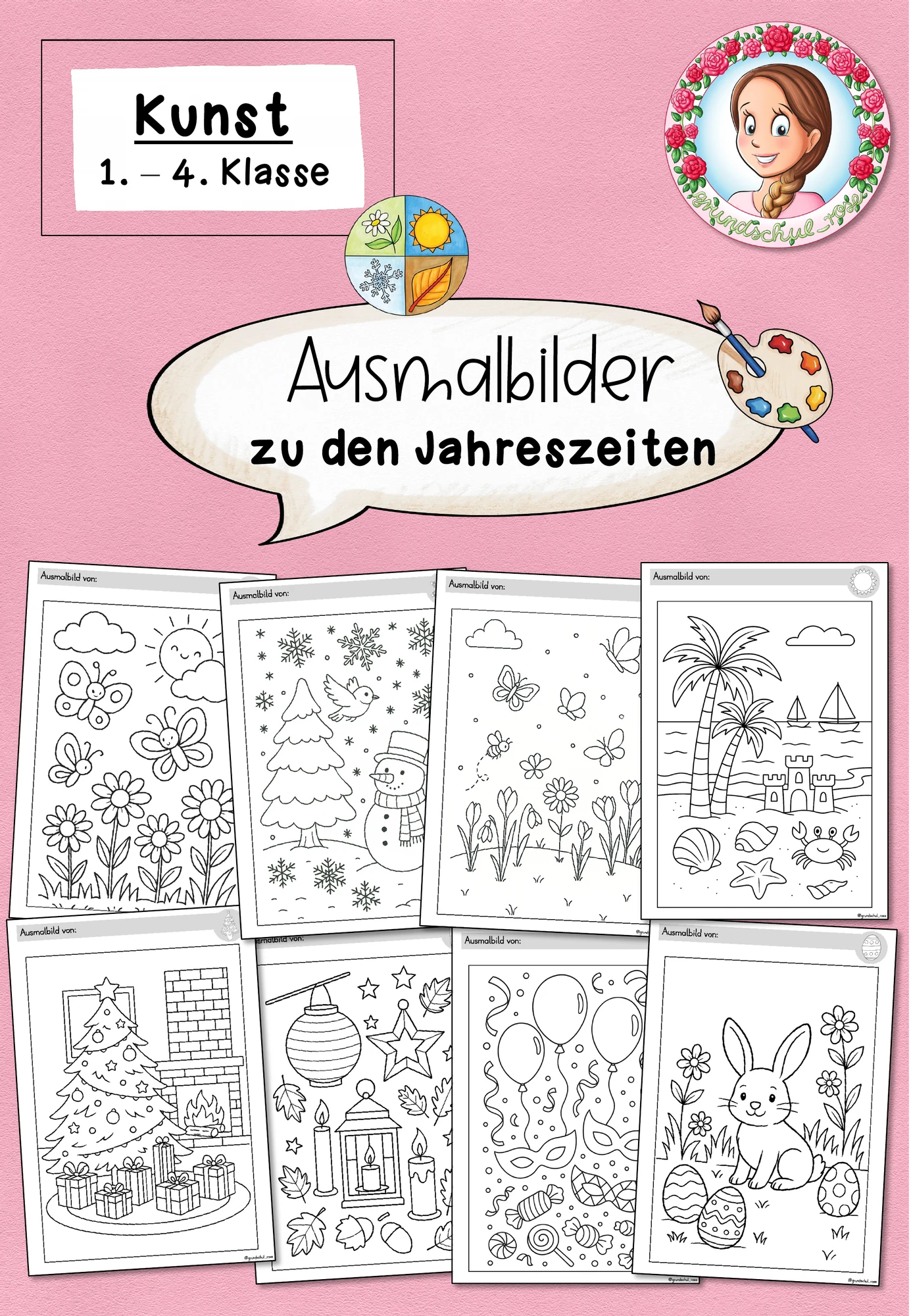 Ausmalbilder Jahreszeiten | Kunst Freebie Klasse 1-4