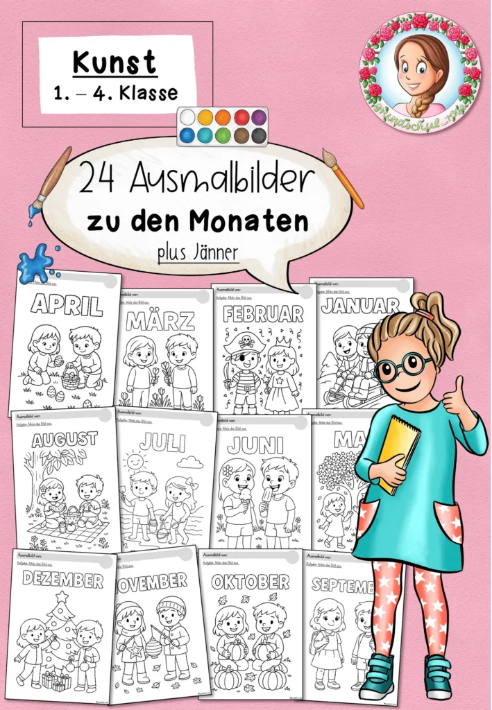 Ausmalbilder Frühling Kunst Klasse 1-4 - Cover für Klasse 1-4