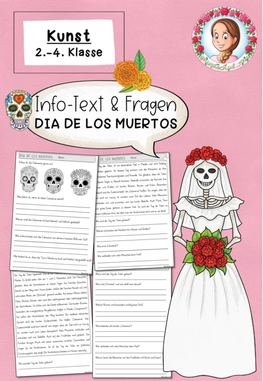 Info-Text & Fragen zum Dia de los muertos (2.-4. Klasse) Kunst
