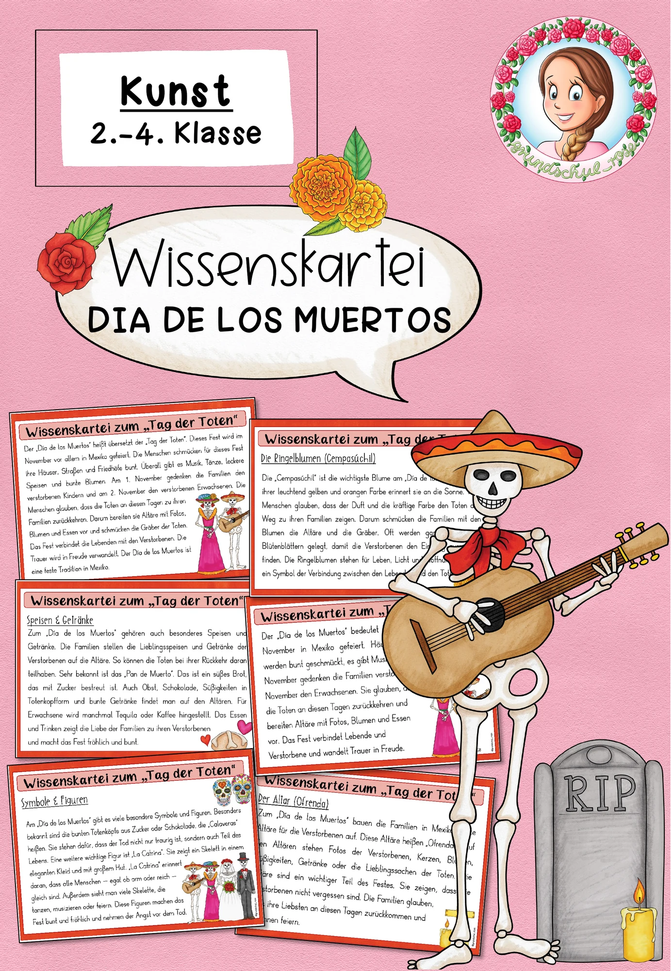 Wissenskartei zum Dia de los muertos (2.-4. Klasse) Kunst