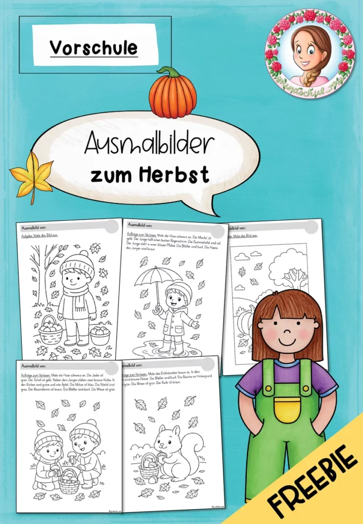 Cover: Ausmalbilder Herbst Vorschule. Kita Malvorlagen kostenlos