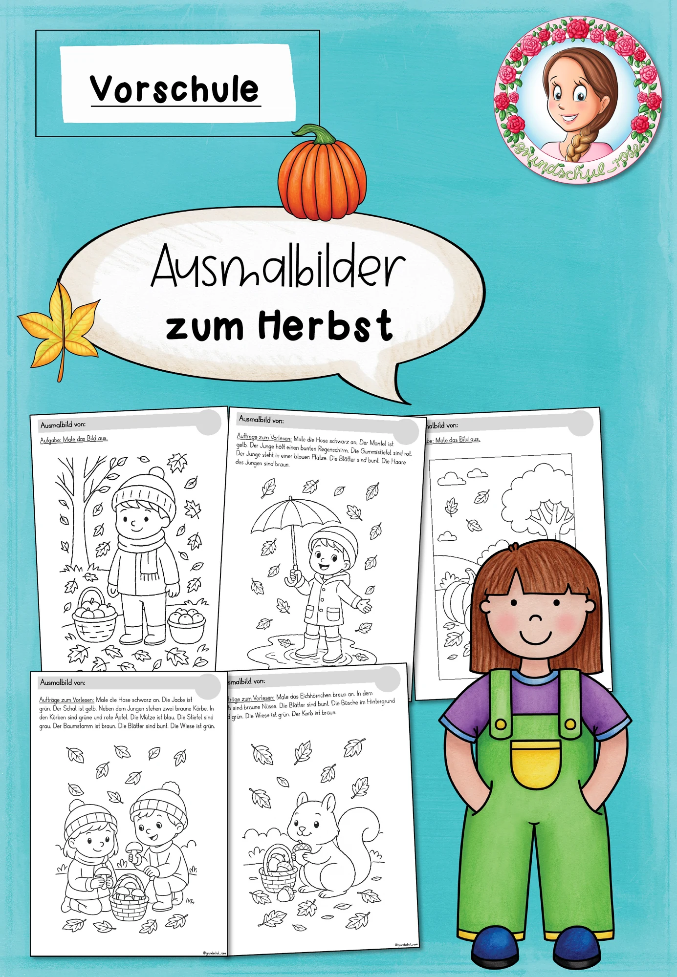 Herbst: Ausmalbilder für Kita & Vorschule (FREEBIE)