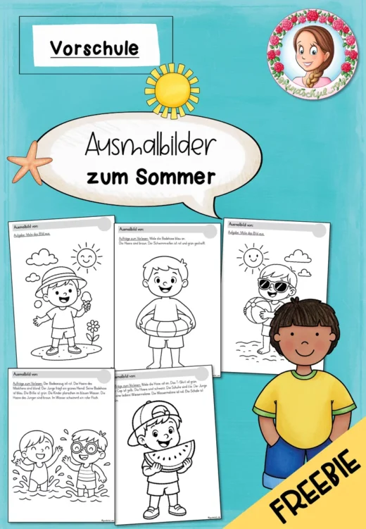 Sommer-Malvorlagen für Kita & Vorschule | Freebie