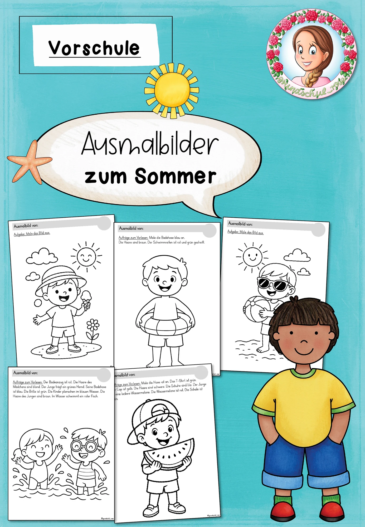 Sommer-Malvorlagen für Kita & Vorschule | Freebie