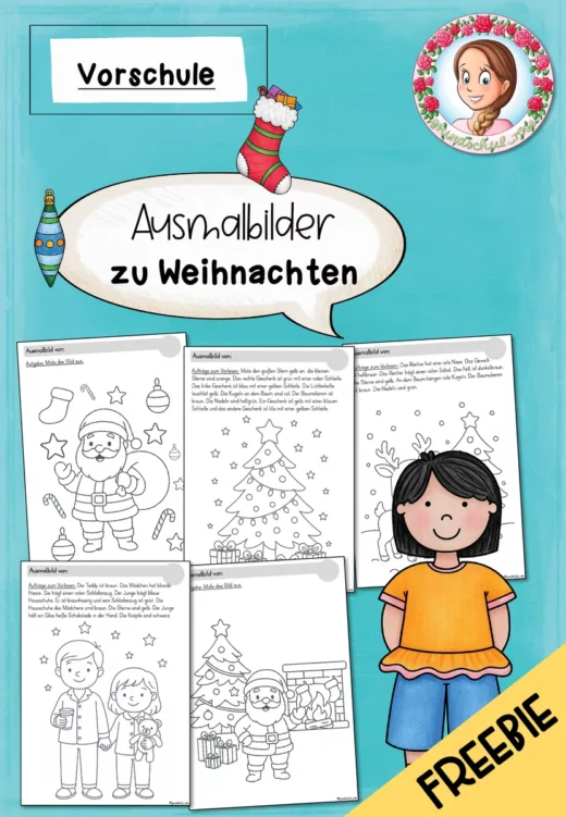 Cover: Ausmalbilder Weihnachten Vorschule | Kita Malvorlagen kostenlos – digitales Unterrichtsmaterial für die Grundschule