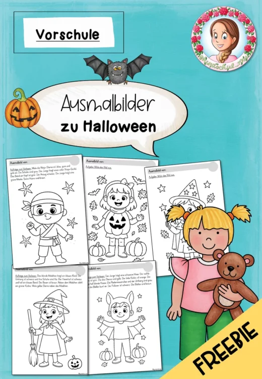 Cover: Ausmalbilder Halloween Vorschule | Kita Malvorlagen kostenlos – digitales Unterrichtsmaterial für die Grundschule