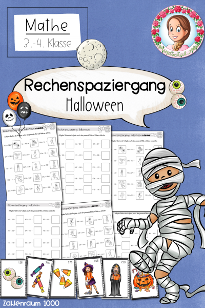 Herbst & Halloween: Rechenspaziergang – Rechnen, Bewegung, Addition & Subtraktion ZR 1000 (3. Klasse) (1735582)