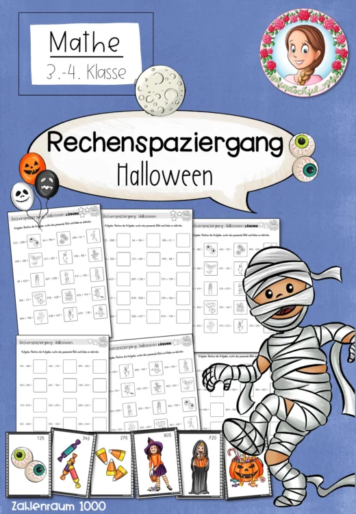 Herbst & Halloween: Rechenspaziergang – Rechnen, Bewegung, Addition & Subtraktion ZR 1000 (3. Klasse)