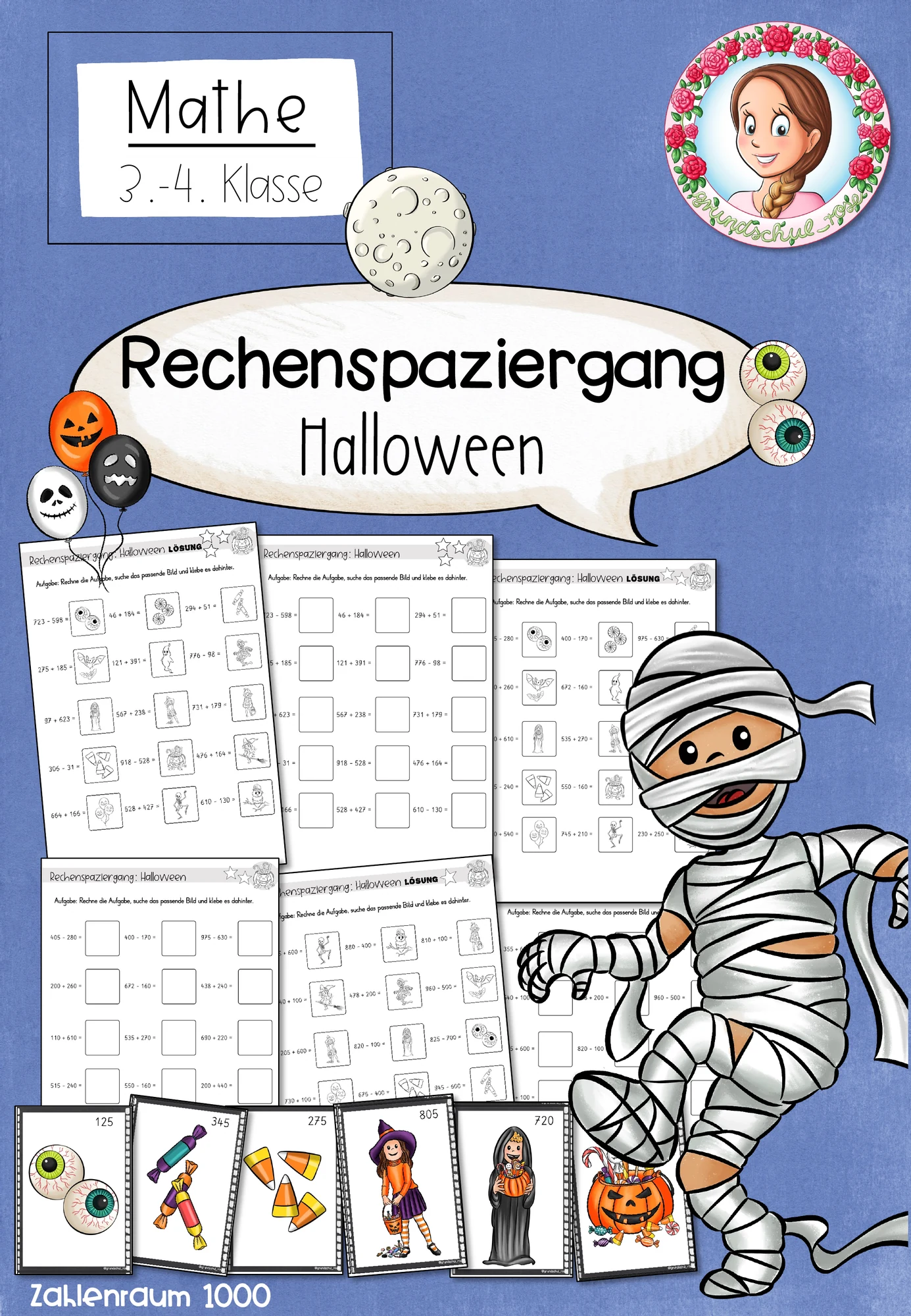 Rechenspaziergang Halloween | Addition Subtraktion ZR 1000 Klasse 3-4