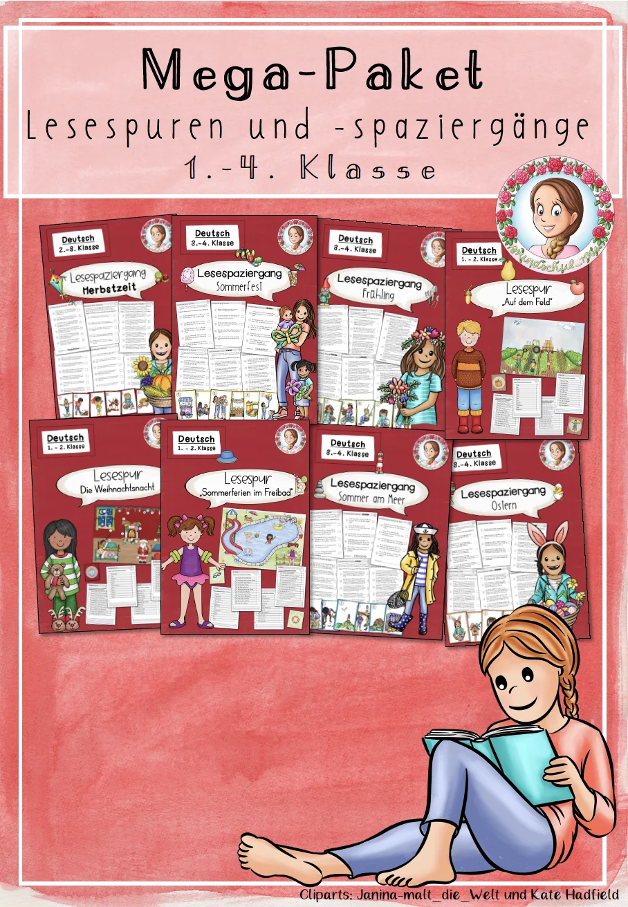 MEGA-Paket Lesespuren & Lesespaziergänge – Sinnerfassendes Lesen & Differenzierung (Deutsch 1.–4. Klasse)