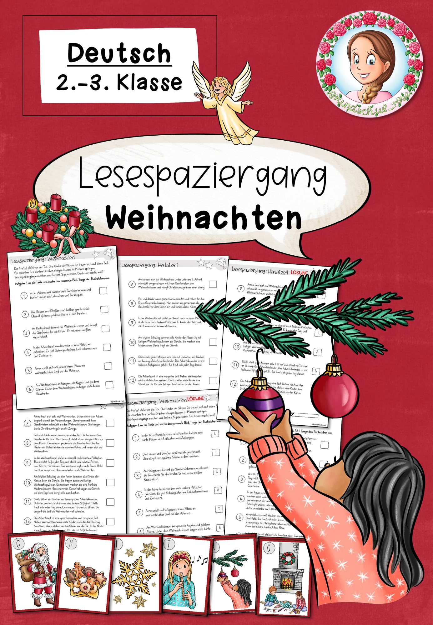 Weihnachten: Lesespaziergang mit dreifacher Differenzierung (2.–3. Klasse) – Bewegung & sinnerfassendes Lesen