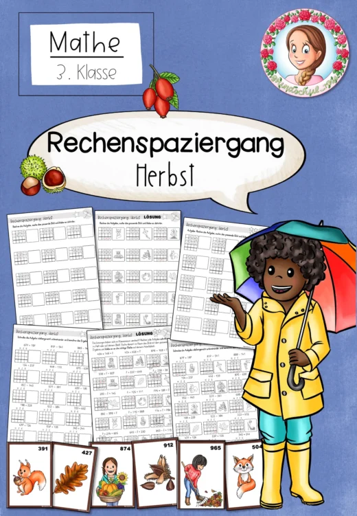 Rechenspaziergang Herbst (3.–4. Klasse) – schriftliche Addition & Subtraktion ZR 1000 Rechnen mit Bewegung