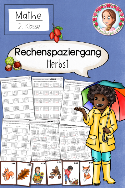 Rechenspaziergang Herbst (3.–4. Klasse) – schriftliche Addition & Subtraktion ZR 1000 Rechnen mit Bewegung (1763644)
