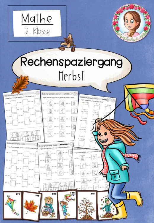 Rechenspaziergang Herbst Rechnen und Bewegen (3. Klasse) Addition Subtraktion Kopfrechnen