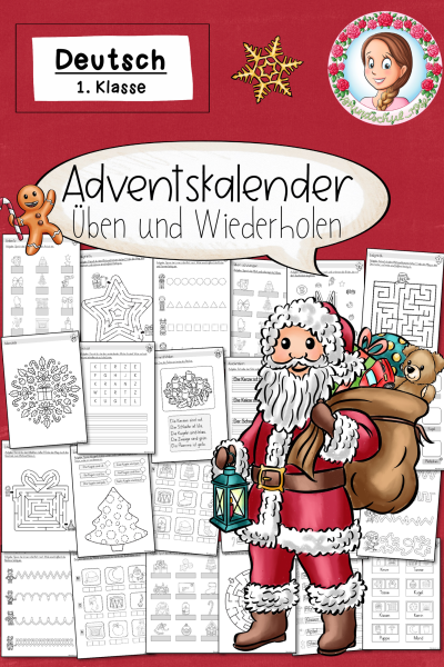 Weihnachten: Adventskalender Klasse 1 Deutsch – Lesen, Schreiben & Sprachförderung im Advent (1763647)