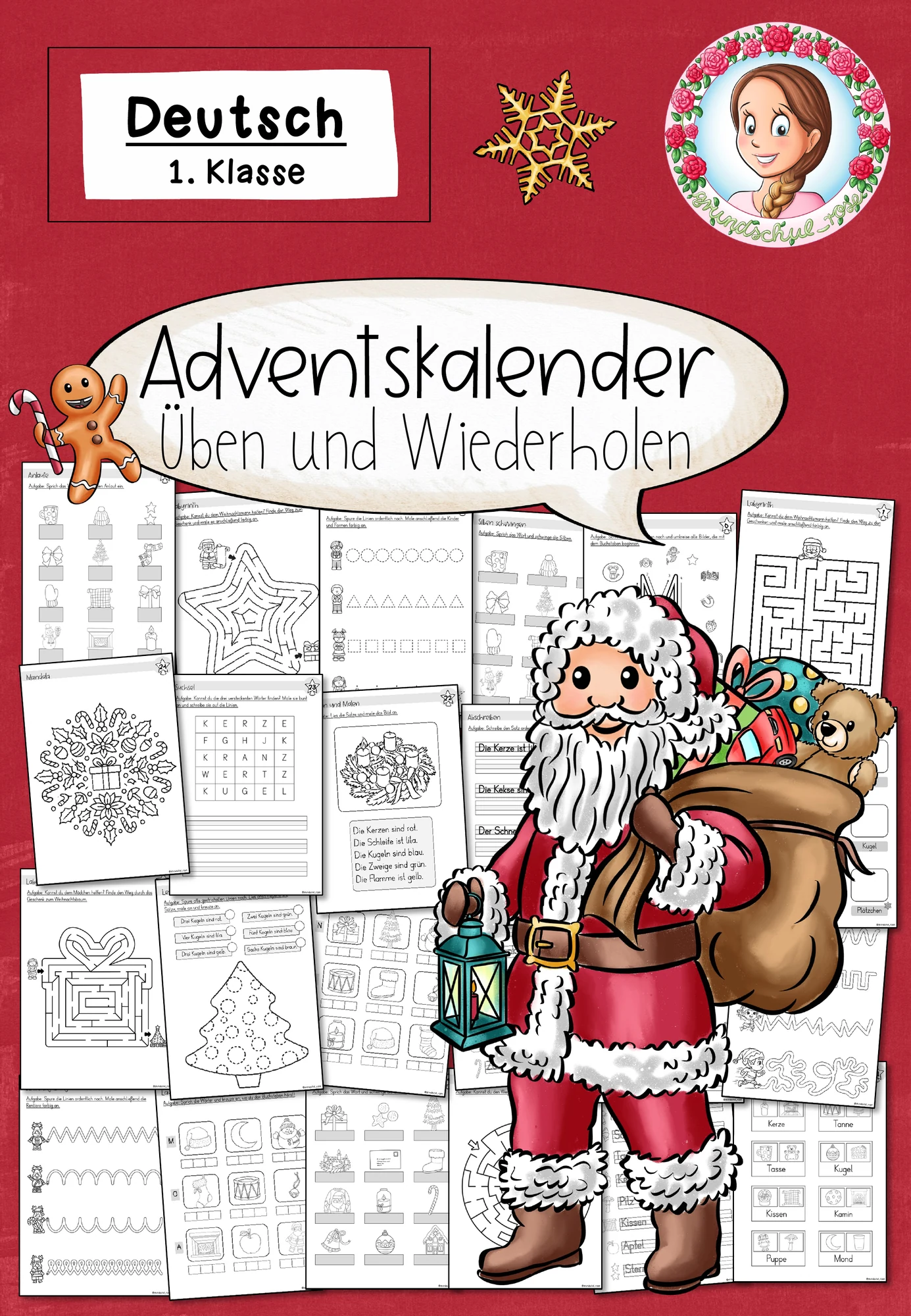 Weihnachten: Adventskalender Klasse 1 Deutsch – Lesen, Schreiben & Sprachförderung im Advent