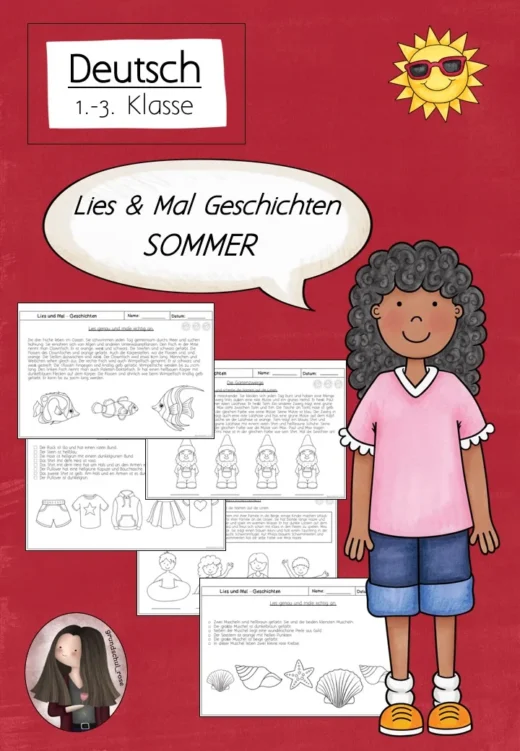 Lesen & Malen Sommer – Lesemalblätter Deutsch 2. & 3. Klasse