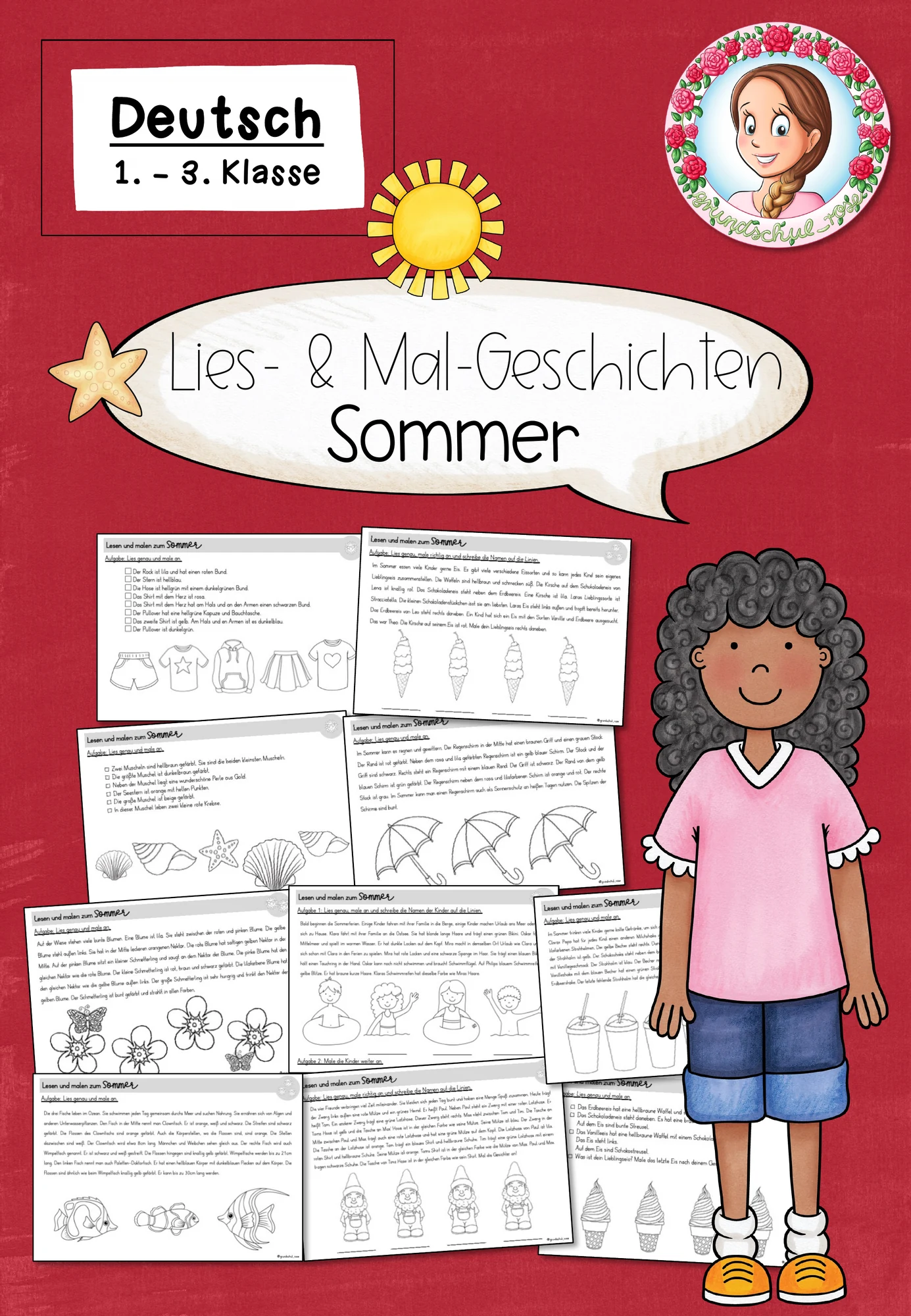 Lesemalblätter Sommer Klasse 3 | Lesen & Malen Sommer Deutsch