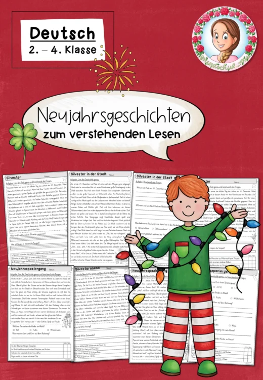 Neujahr Geschichten zum verstehenden Lesen Leseverstehen (2.-4. Klasse) Deutsch Leseförderung Silvester