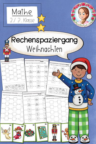 Rechnen und Bewegen Weihnachten Rechenspaziergang Addition Subtraktion Multiplikation Division (ZR 100 Klasse 2 bis 3) (1793437)