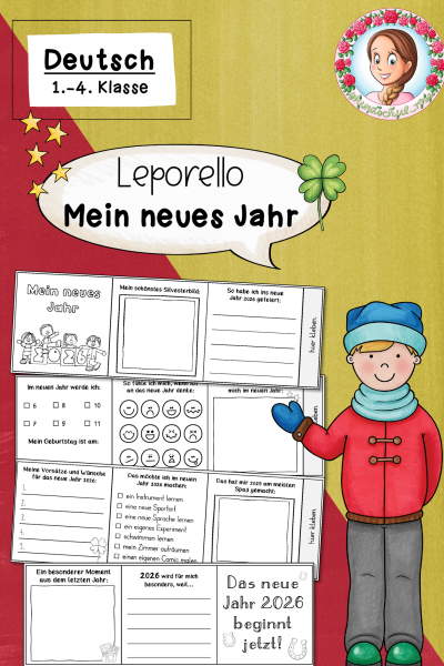 Neujahr 2026: Leporello „Mein neues Jahr“ – Vorsätze, Ziele & Reflexion (Grundschule, Klasse 1–4) (1803950)