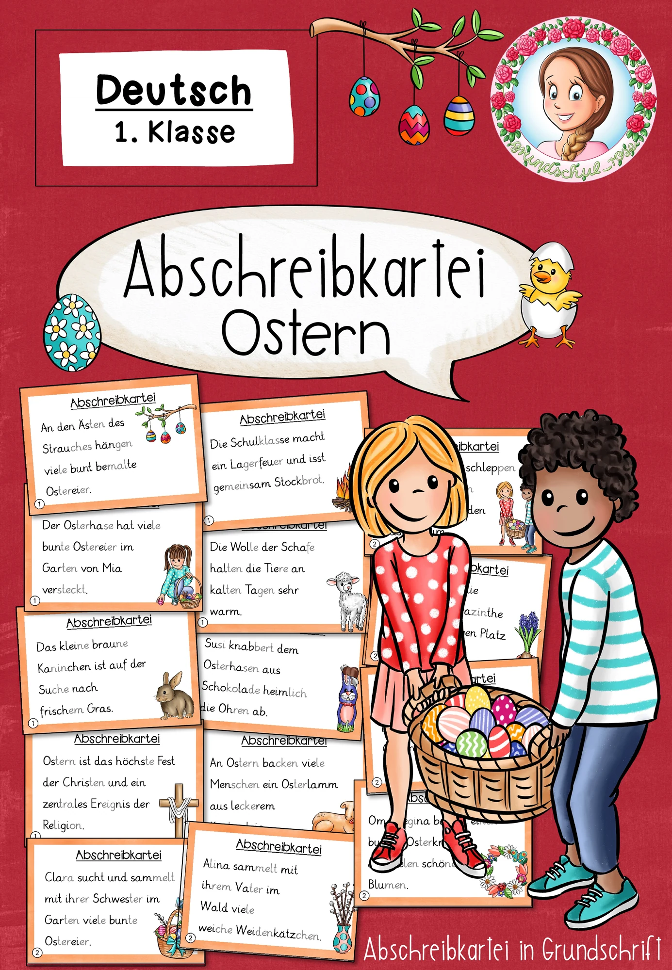 Abschreibkartei Ostern | Deutsch Klasse 1
