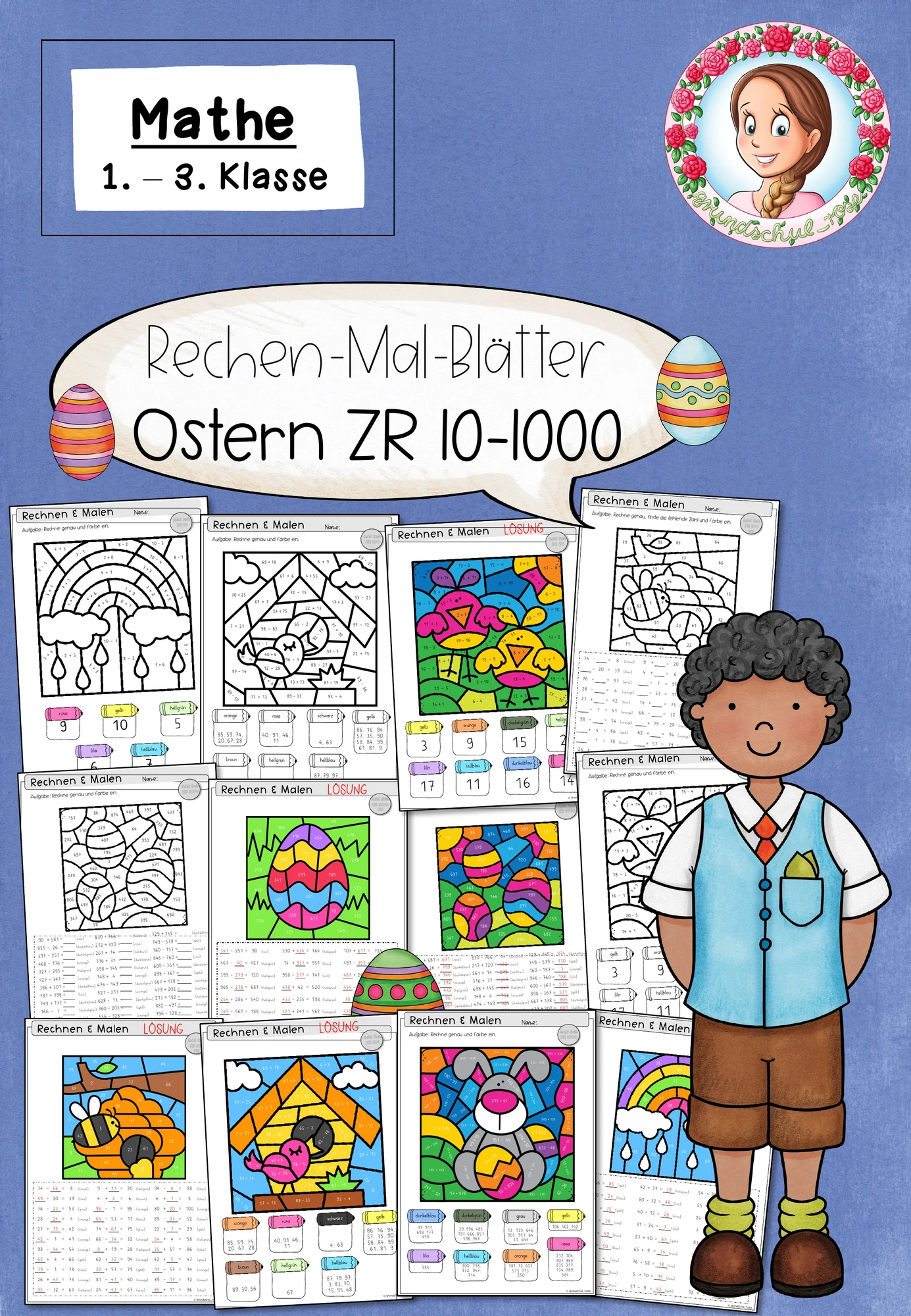 Rechenmalblätter Ostern | ZR 10-1000 | Klasse 1-3