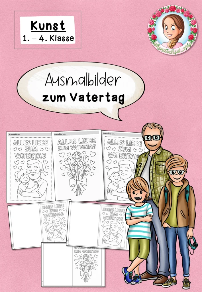 Ausmalbilder Vatertag Kunst Klasse 1-4 - Cover für Klasse 1-4