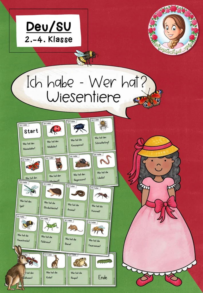 Ich habe, wer hat? Wiesentiere Lernspiel Sachunterricht Klasse 2-4
