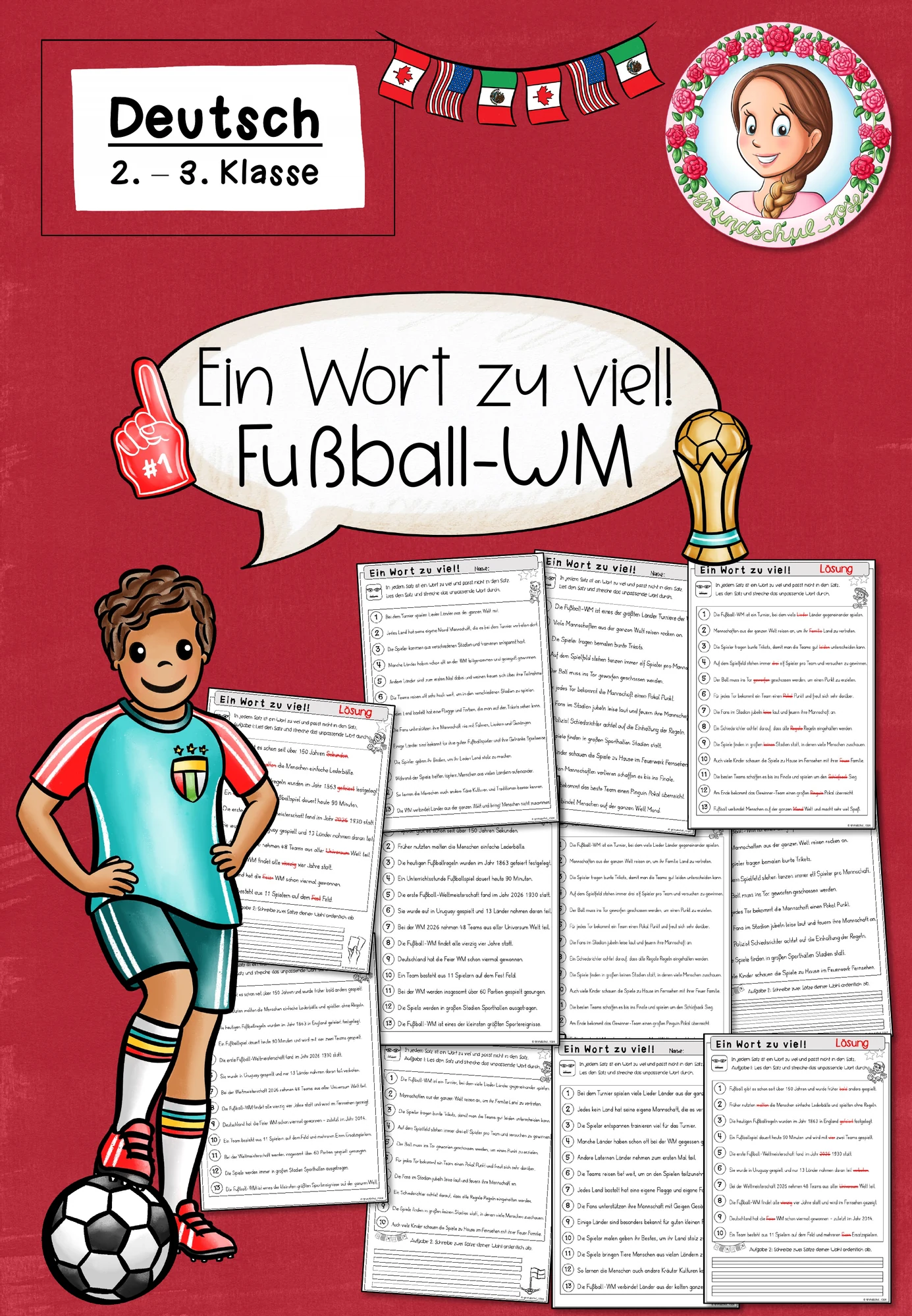 Ein Wort zu viel: Fußball WM 2026 für Klasse 2 bis 3