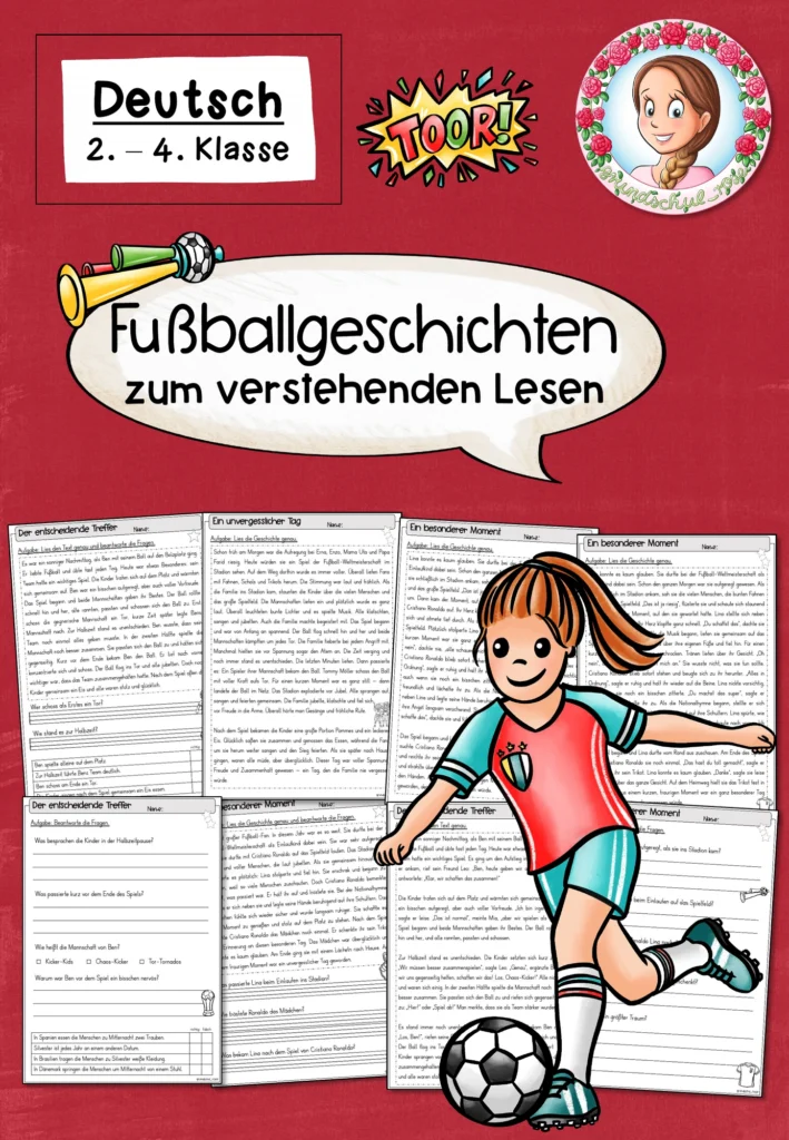 Arbeitsblätter Fußball-WM Deutsch Klasse 2-4 - Cover für Klasse 2-4