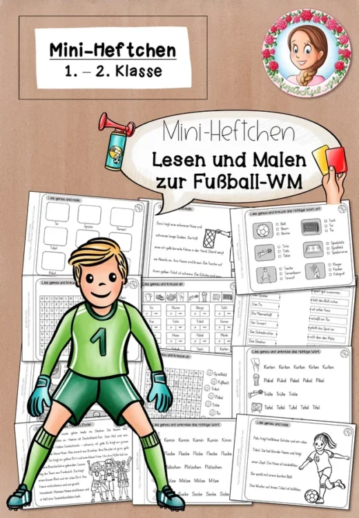 Fußball WM 2026 Mini-Heft Lesen und Malen