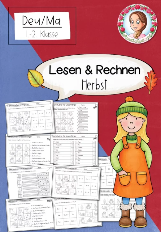 Lesen und Rechnen Herbst | Arbeitsblätter Klasse 1-2
