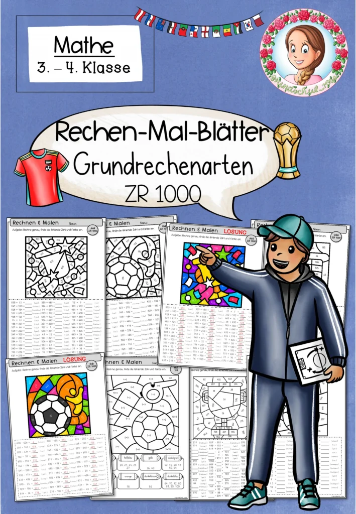 Rechenmalblätter Grundrechenarten Mathematik Klasse 3-4 - Cover für Klasse 3-4