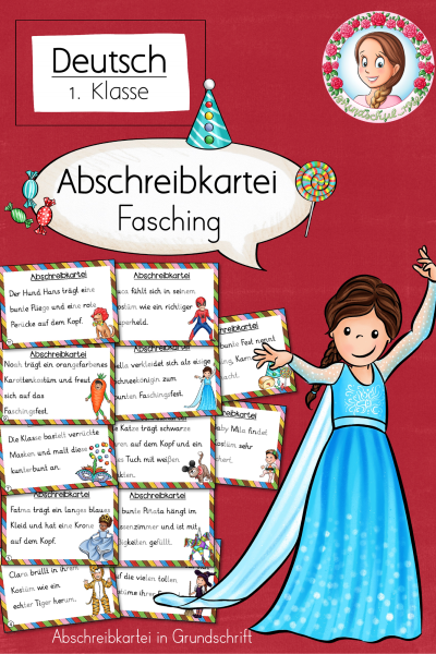 Abschreibkartei Fasching Grundschrift (1. Klasse) Deutsch – 720509