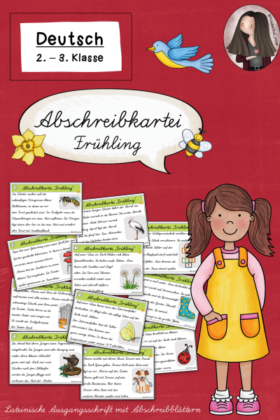 Abschreibkartei Frühling in Lateinischer Ausgangsschrift (LA) (Klasse 2 bis 3) Deutsch – 562826