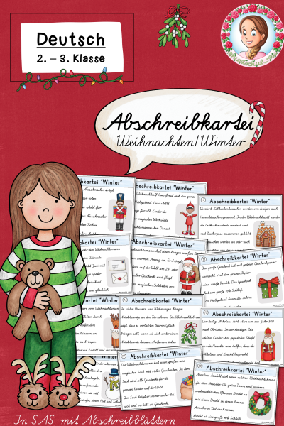 Abschreibkartei Winter Weihnachten Schulausgangsschrift (SAS) Klasse 2 bis 3 – 1343544