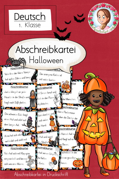 Abschreibkartei zu Halloween in Druckschrift (1. Klasse) – 720623
